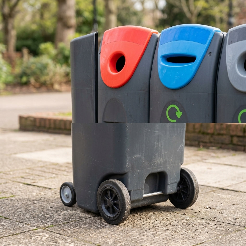 140 litre recycling bin, 1220mm height, MDPE construction (view 2)