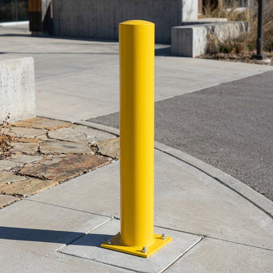 1000mm above-ground galvanised steel bollard, yellow, 60–273mm diameter