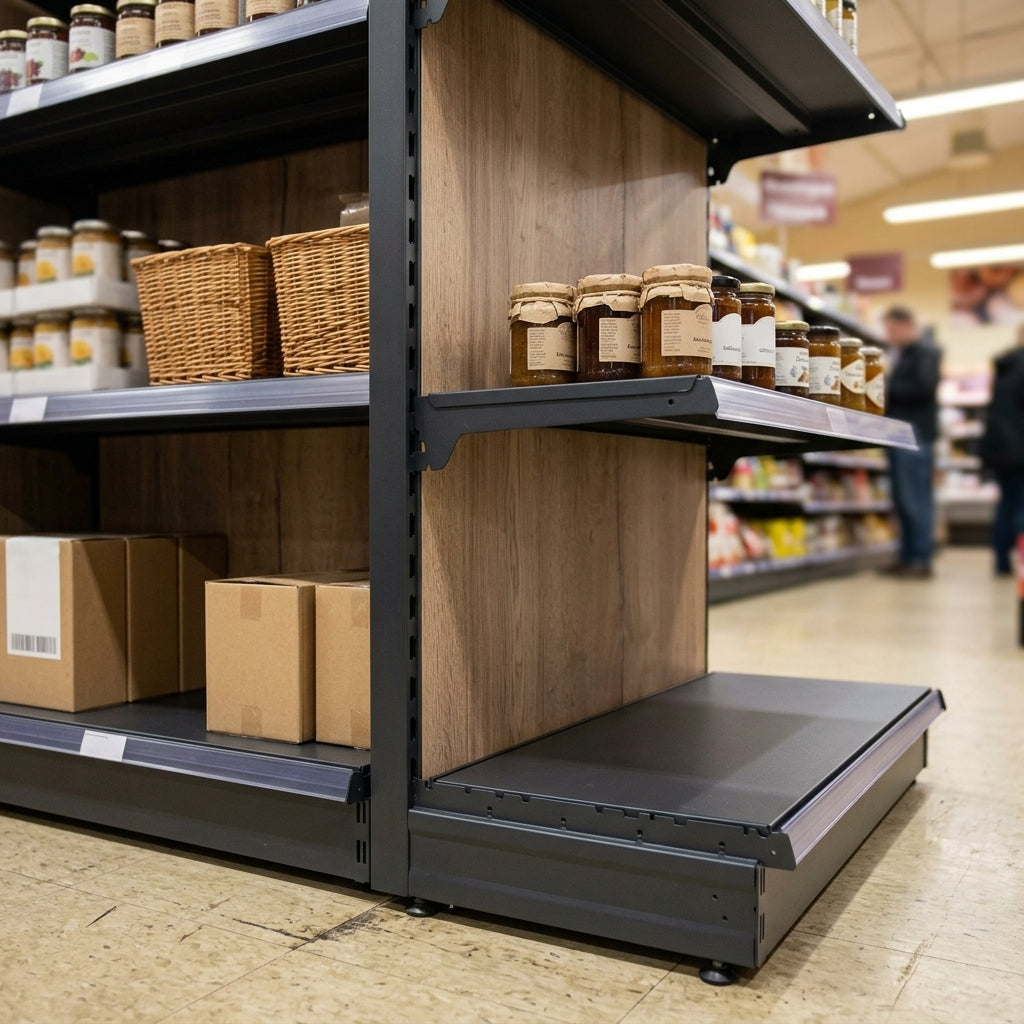 1.6m Wood Effect End Bay Shelving — 470mm Base, 500–1000mm Wide (view 2)
