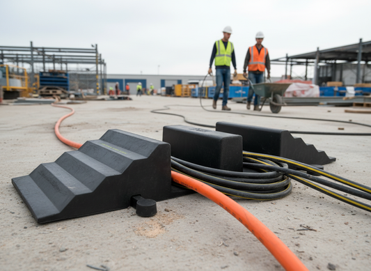 Premium Heavy Duty 2 Channel Hose and Cable Ramp for Roadway Safety - 980 x 290 x 135 mm, 44 Ton Load Capacity