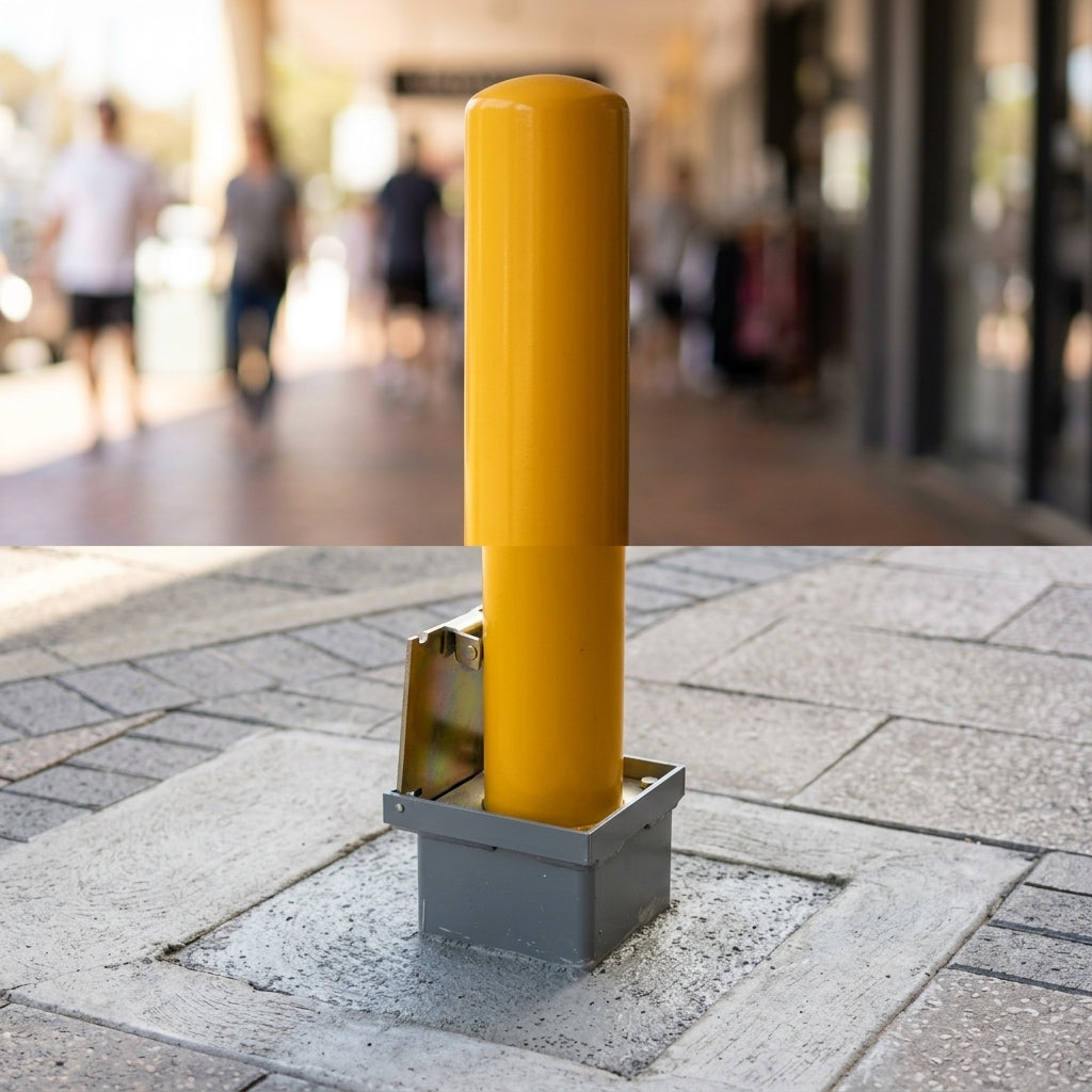 750mm Removable Yellow Galvanised Steel Bollard (view 2)
