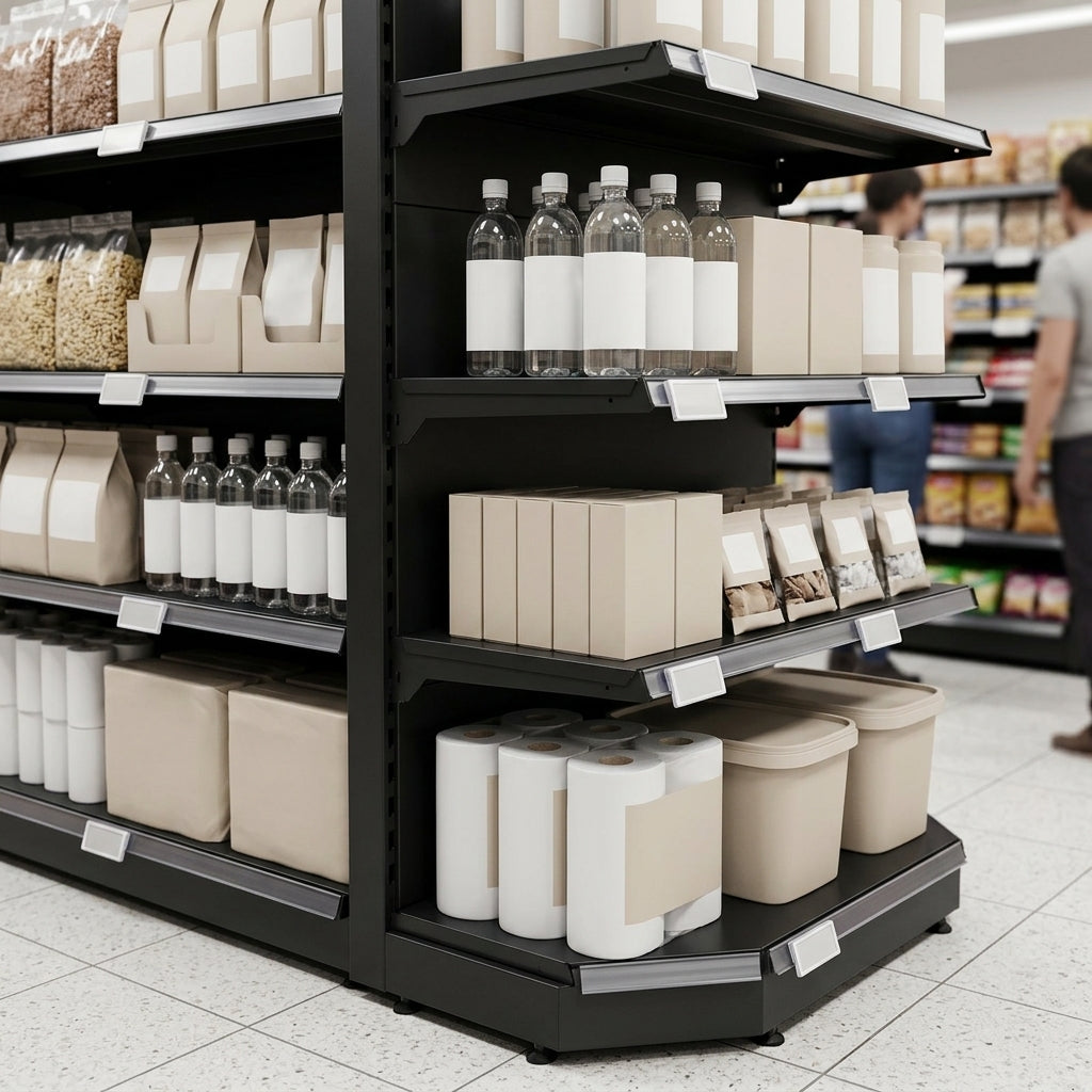 1.6m Corner Shelving Bay with 300mm Base & 250mm Upper Shelves (view 2)