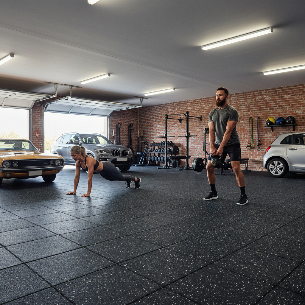 Premium 55m2 Rubber Gym Flooring - Ergonomic, Non-Slip, Shock Absorbing Tiles for Sports and Fitness Centers