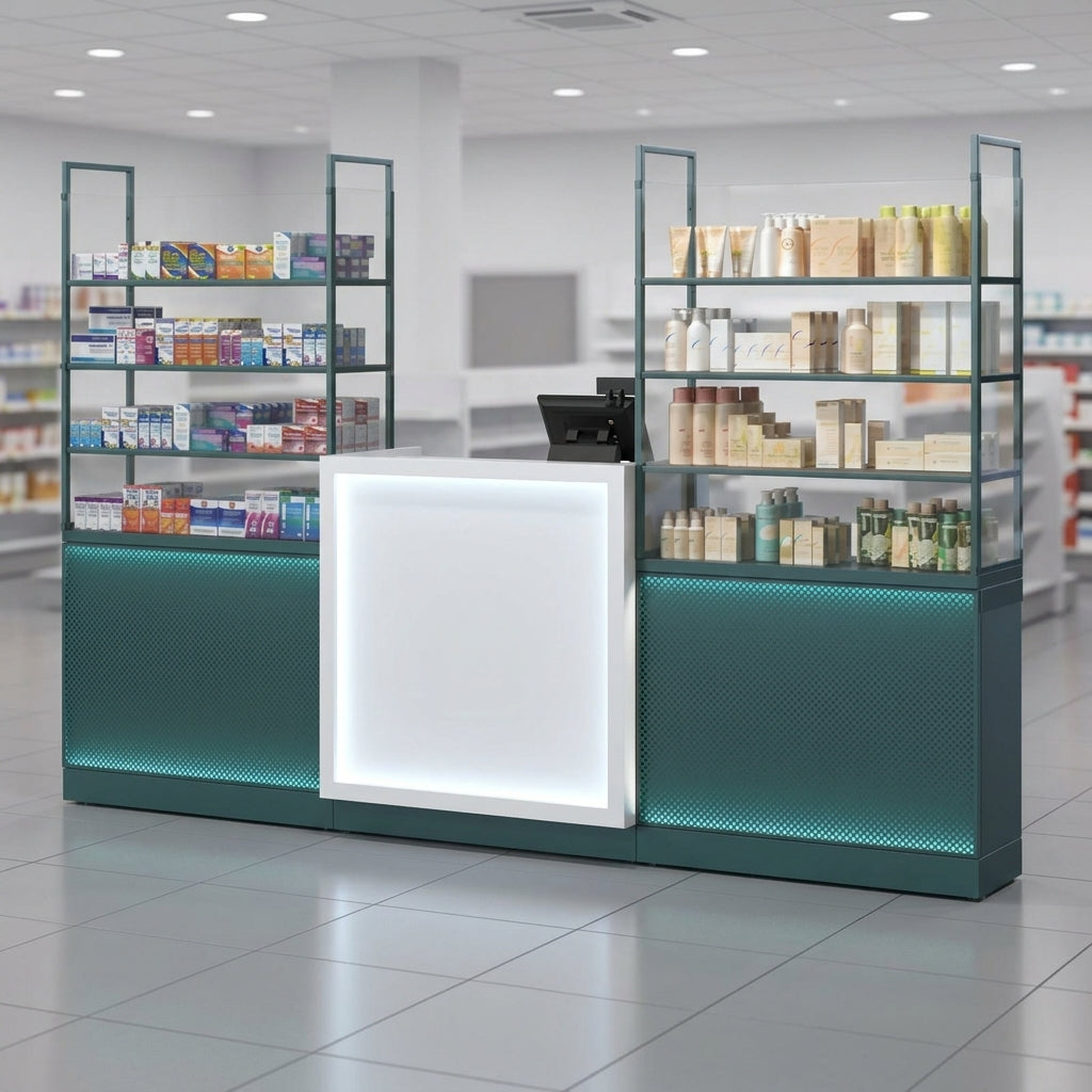 3000mm Pharmacy Checkout Zone Shelving Bay