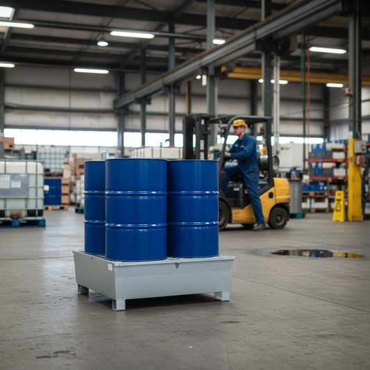 4 Drum Spill Pallet - Galvanised Steel - GSP4D || 440ltr Sump Capacity