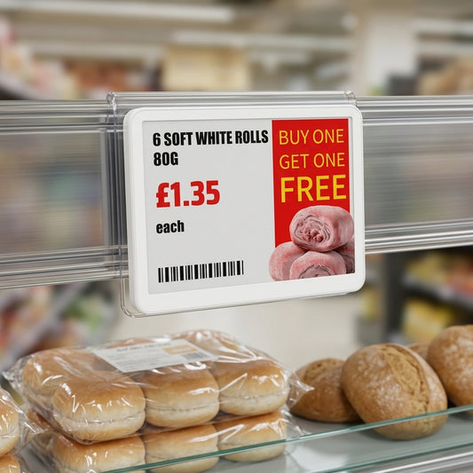 5.8" electronic shelf label with ultra-low power e-ink display