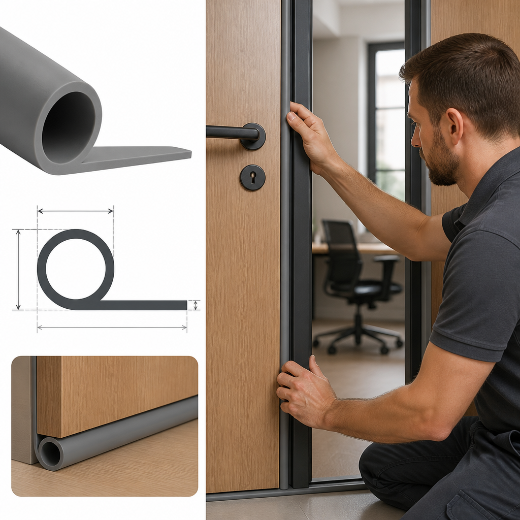 Grey Silicone Rubber 'P' Section Door Seal for Home & Office