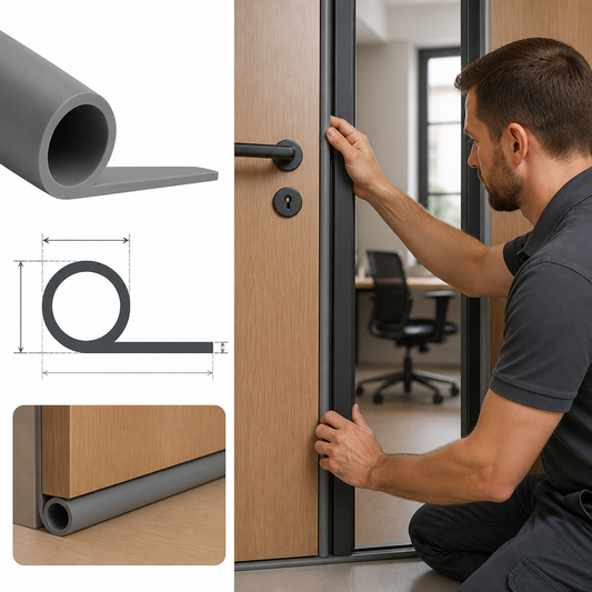 Grey Silicone Rubber 'P' Section Door Seal for Home & Office