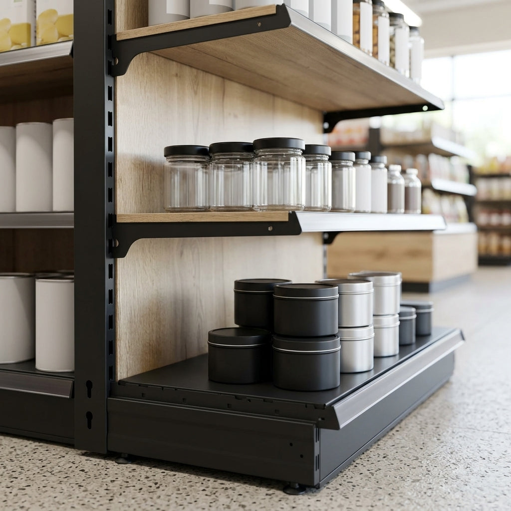 1.4m High Wood Effect Wall Bay Shelving – 470mm Base, Adjustable Uppers (view 2)