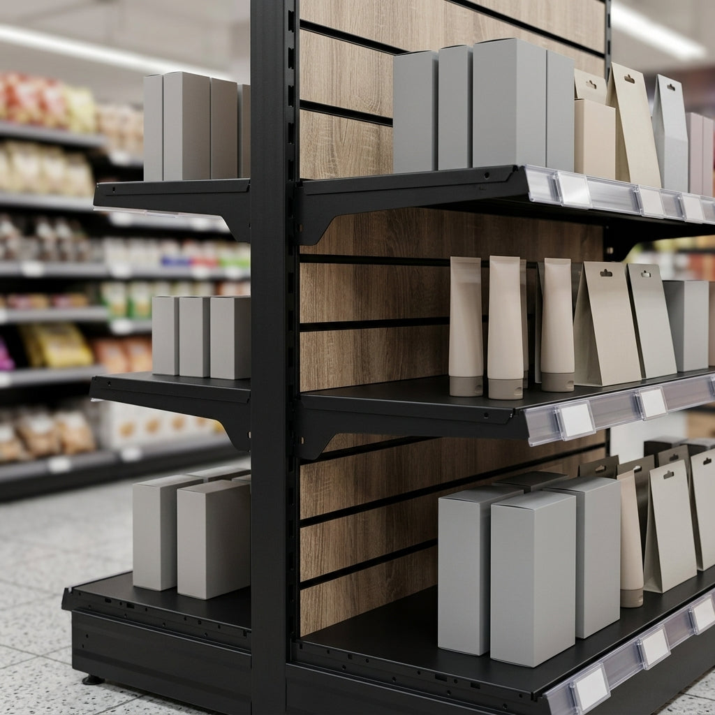2.1m Wood Effect Gondola Display Bay, 570mm Base Shelf (view 2)