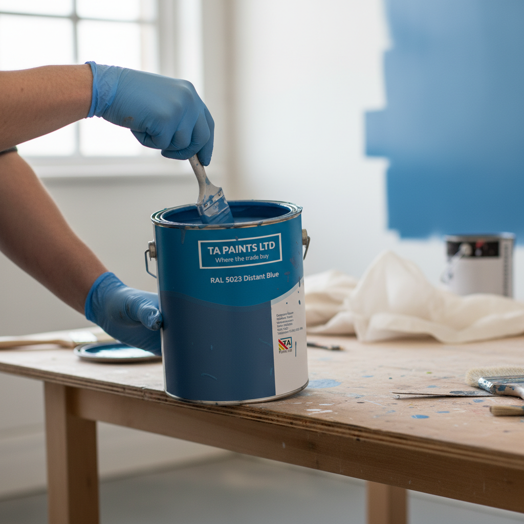 Premium Universal PU Enamel Paint - RAL 5023 Distant Blue with High Gloss and Quick Drying Features for Multi-Purpose Applications