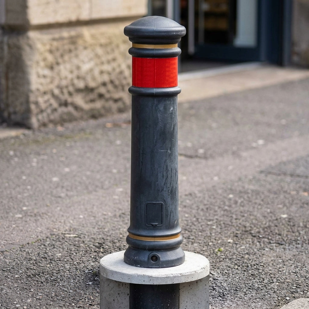 Manchester Plastic Bollard – Traditional Black Polyethylene (view 2)