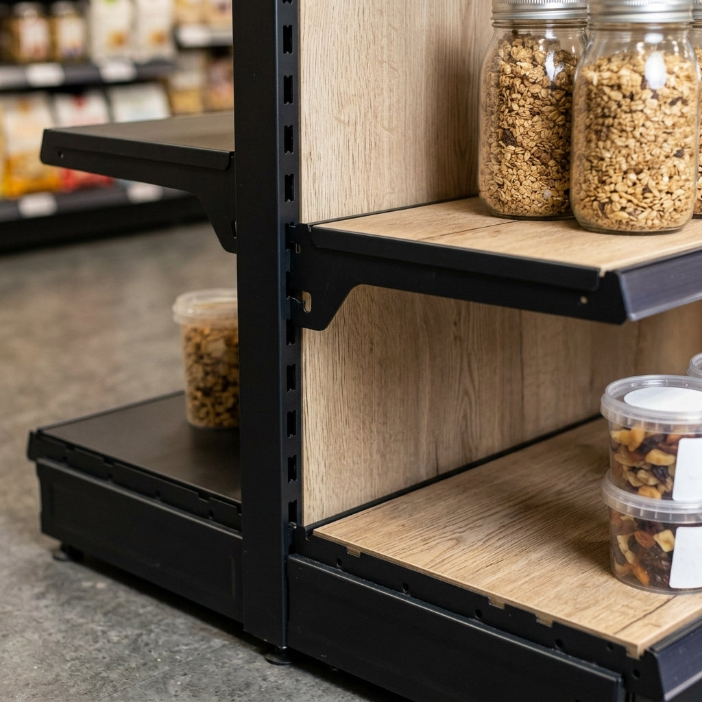 1.4m High Wood Effect Wall Bay Shelving – 300mm Base Shelf (view 2)
