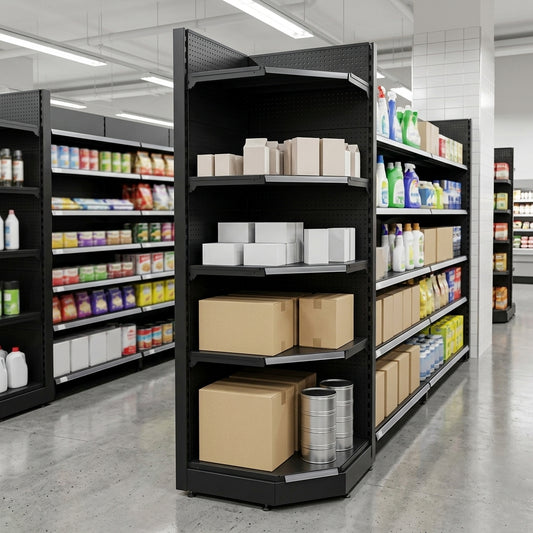 2.4m Corner Shelving Bay | 300mm Base + 250mm Upper Shelves