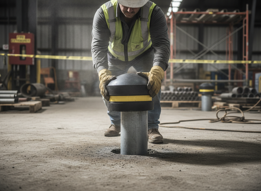 Premium Durable Rubber Bollard Heads with Reflective Strip Compatibility, ID 114mm and OD 133mm
