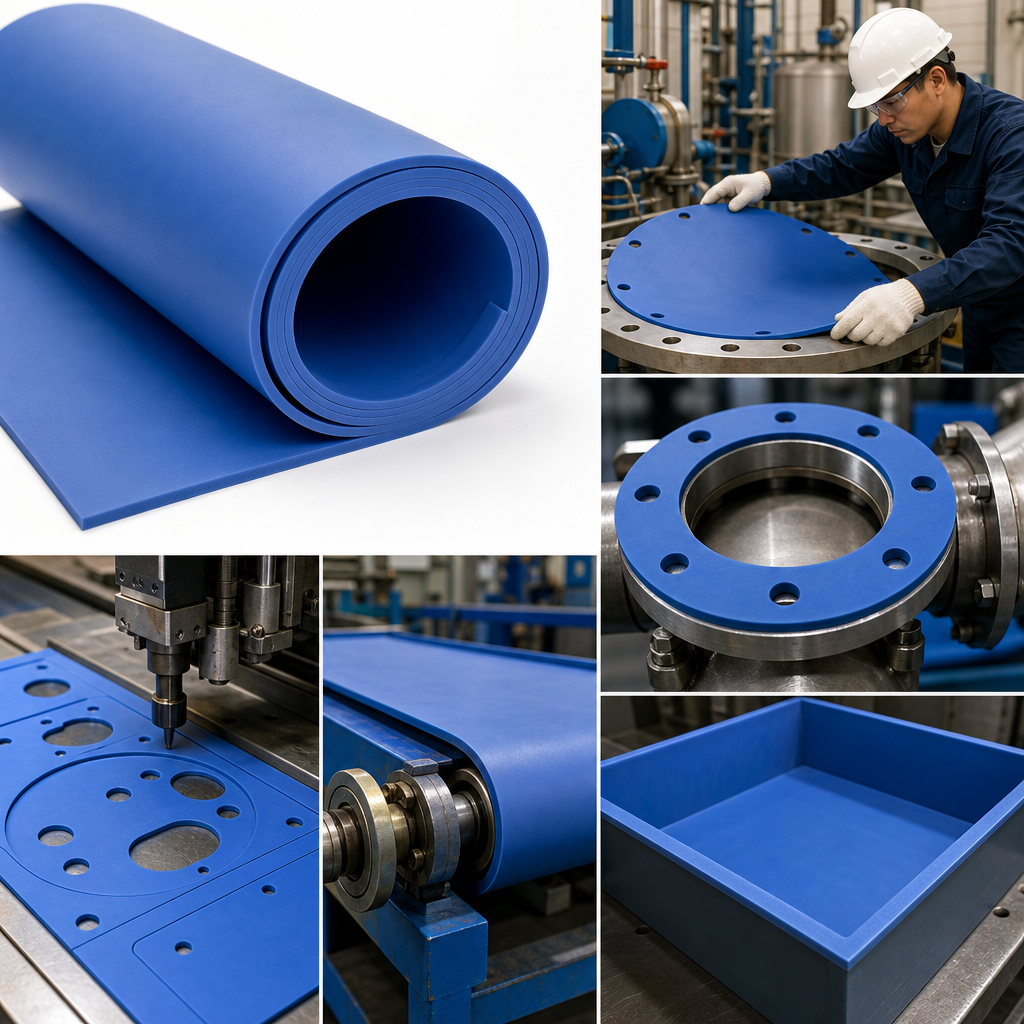 Fluorosilicone Rubber Sheet in Blue, 3.2mm Thick for Industrial Applications