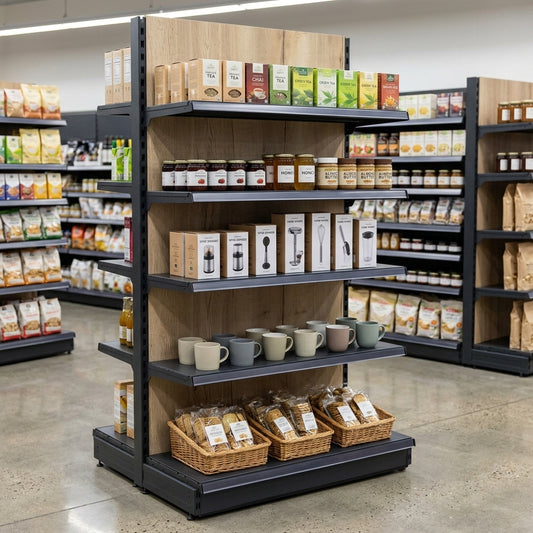 2.4m High Single-Sided Wall Bay Shelving, Wood Effect