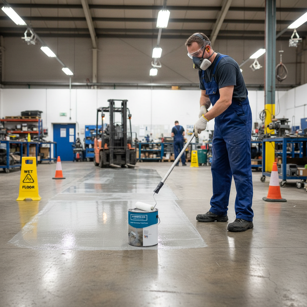 Premium Clear Dust Sealer Workshop Floor Paint - 3 in 1 Concrete Primer, Sealer, and Protector for Light to Medium Traffic