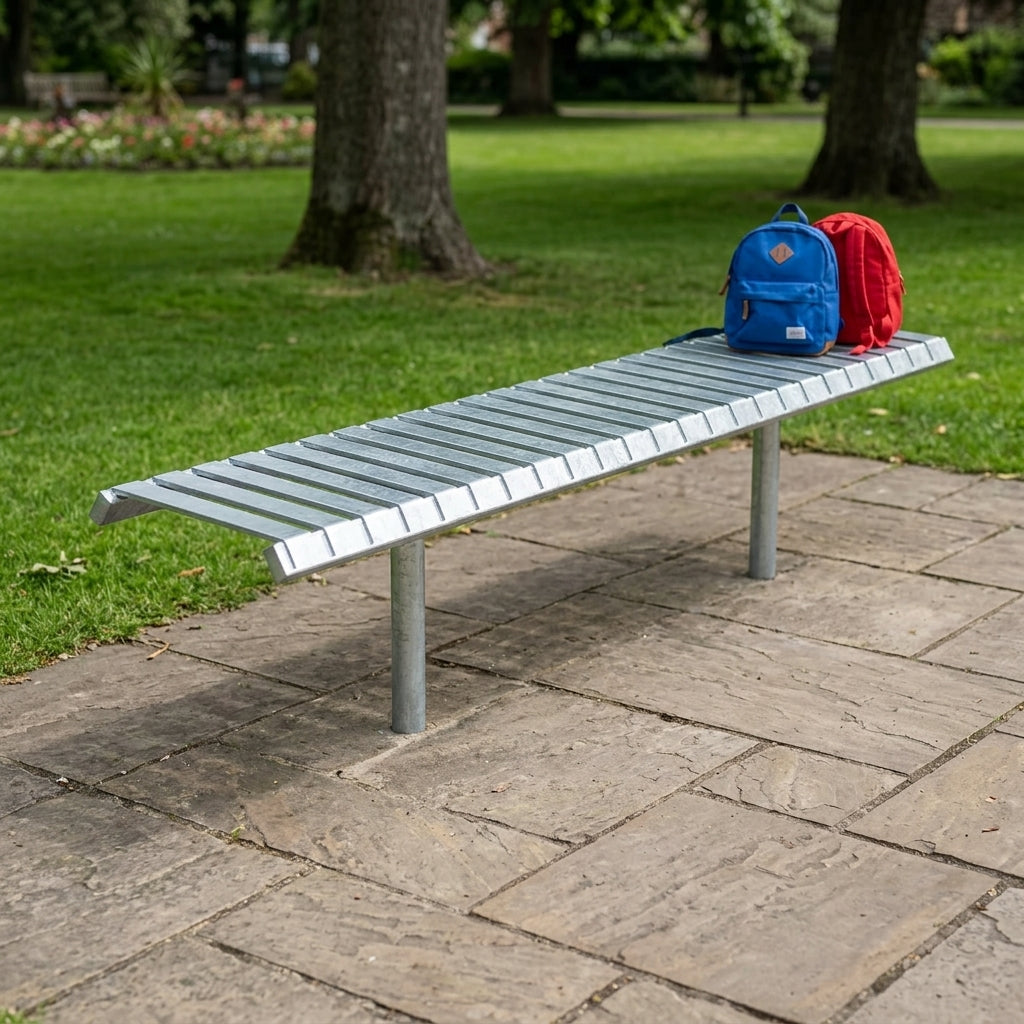 1800mm outdoor steel bench with galvanised finish