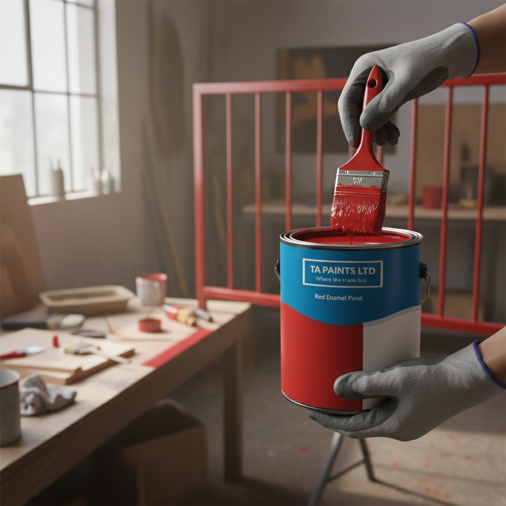 Premium Red Gloss Enamel Paint - Durable, Waterproof, UV Resistant for Indoor and Outdoor Use