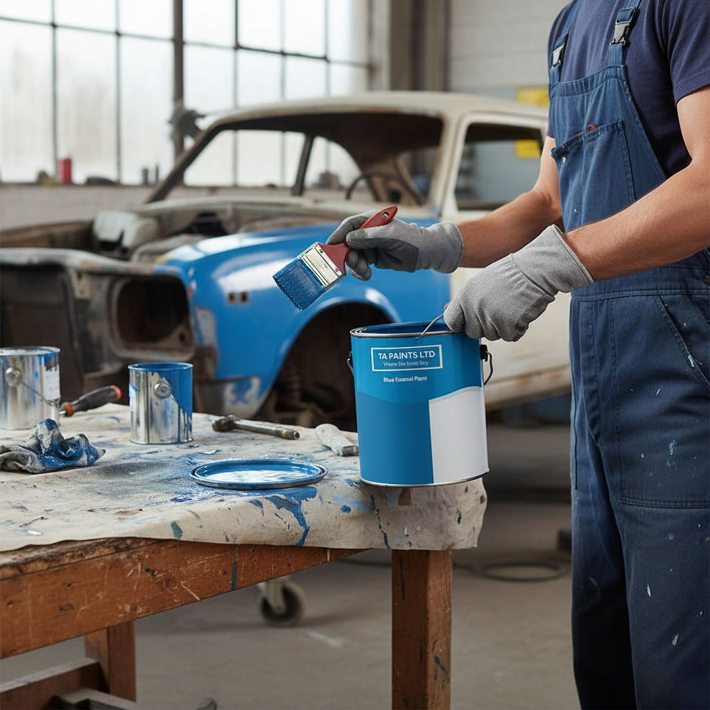 Professional Blue Gloss Enamel Paint - Durable, Waterproof, UV Resistant for Indoor and Outdoor Use