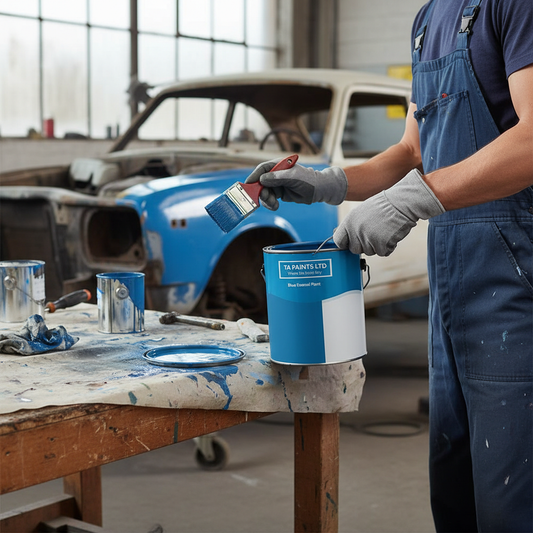 Professional Blue Gloss Enamel Paint - Durable, Waterproof, UV Resistant for Indoor and Outdoor Use