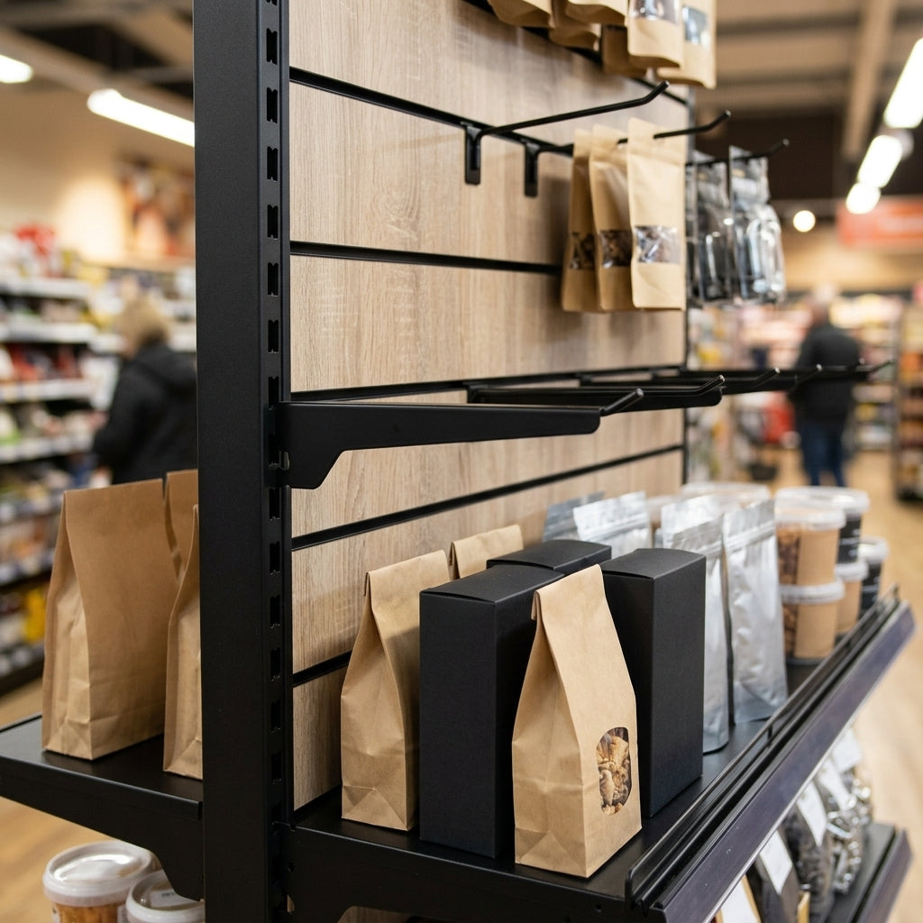 2.4m High Wood Effect Gondola Display Bay, 570mm Base Shelf (view 2)