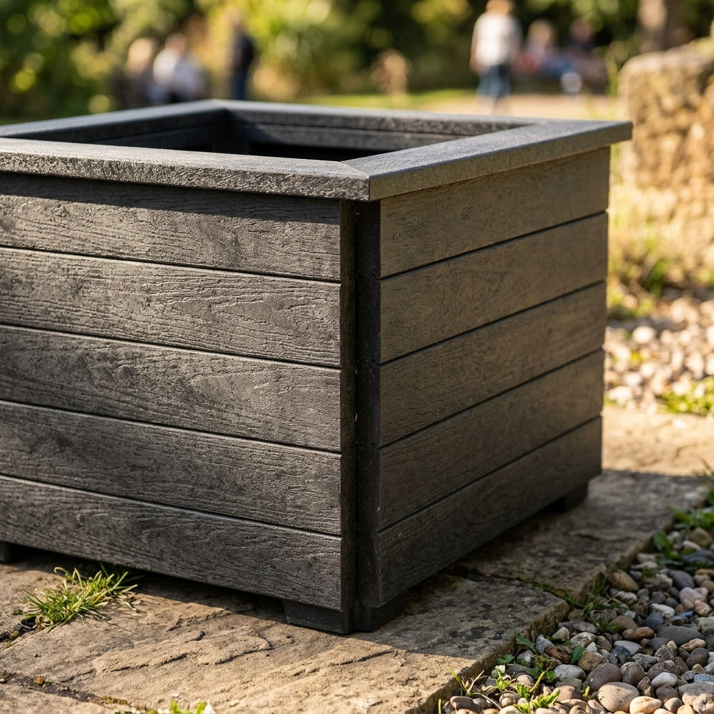 600mm x 600mm Recycled Plastic Planter with Rim (view 2)