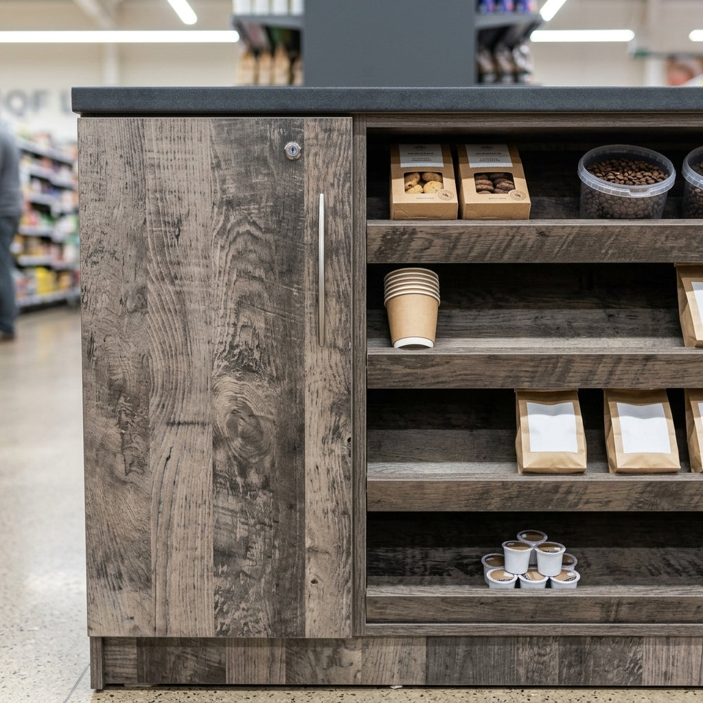 Coffee Station with Confectionery Shelves – 1200–2000mm (view 2)