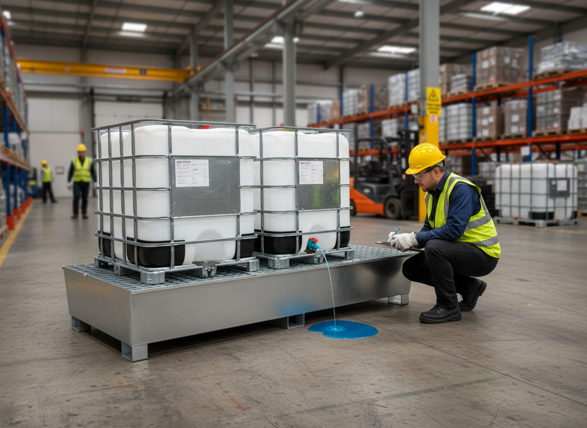 Double IBC Spill Pallet - Galvanised Steel - GSP2IBC || 1100ltr Sump Capacity
