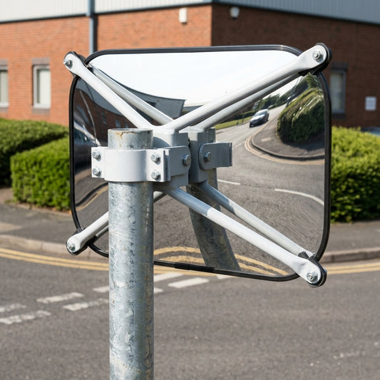 76mm Galvanised Steel Traffic Mirror Sign Post – 3000–3900mm