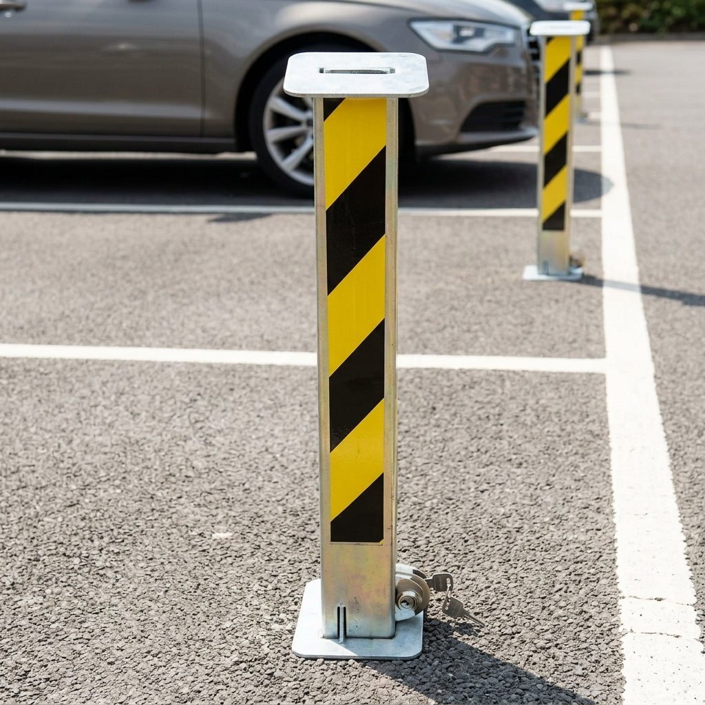 70×70mm telescopic parking post, 550mm extension, steel