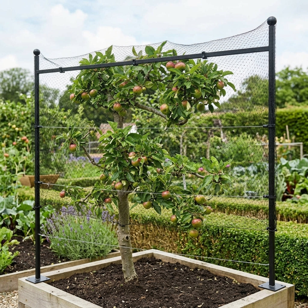 Espalier Growing Frame with Steel Posts and Wires