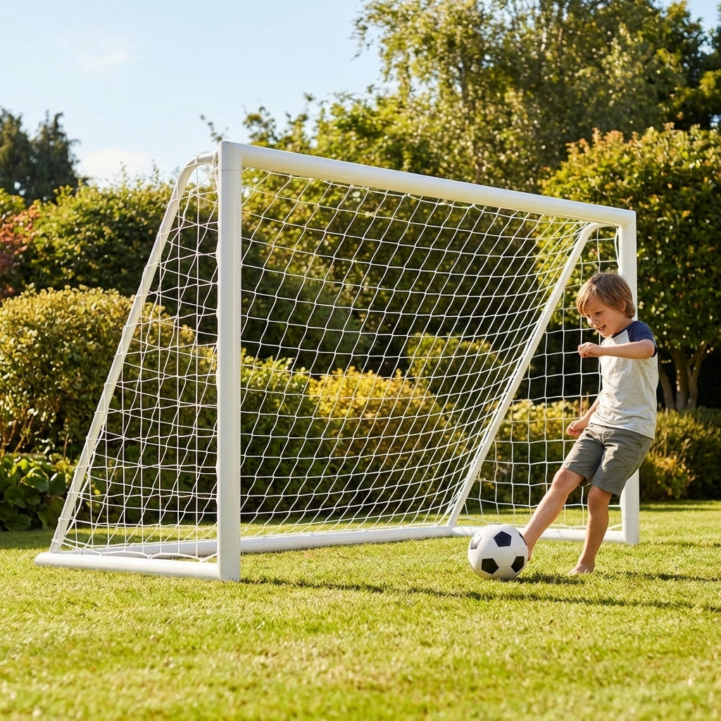 6ft x 4ft football goal post made from durable uPVC for garden play